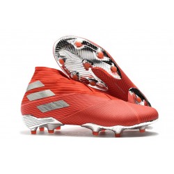 adidas Nemeziz 19+ FG - Botas de fútbol para hombre Rojo Plata