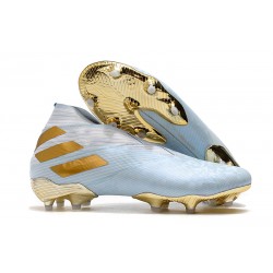 Zapatos de Fútbol adidas Nemeziz 19+ FG Agua/Dorado metalizado /Blanco