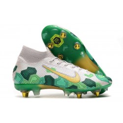 Nike Mercurial Superfly 7 Elite SG-Pro Anti-Clog Mbappe Blanco Verde Oro