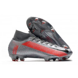 Tacos de Futbol Nike Mercurial Superfly VII Elite FG Gris Negro Rojo