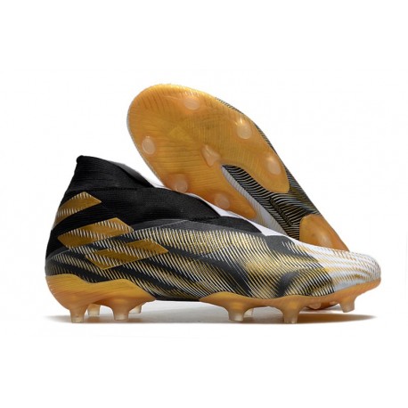 Zapatos de Fútbol adidas Nemeziz 19+ FG Blanco Dorado Metalizado Negro