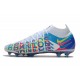 Botas Nike Phantom GT Elite DF 3D FG Blanco Azul Rosa Amarillo