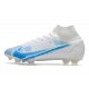 Zapatos de Fútbol Nike Mercurial Superfly 8 Elite FG Blanco Azul