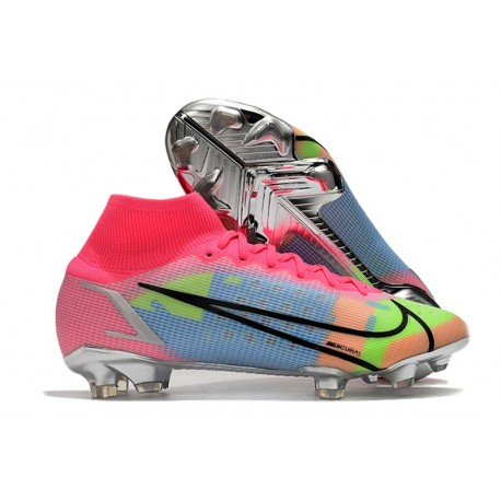 Zapatos de Fútbol Nike Mercurial Superfly 8 Elite FG Rosa Azul Verde