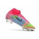 Zapatos de Fútbol Nike Mercurial Superfly 8 Elite FG Rosa Azul Verde