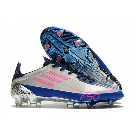 Bota de fútbol adidas F50 Ghosted Adizero FG Gris Azul Rosa