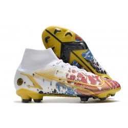 Nike Mercurial Superfly VIII Elite DF FG CR7 Blanco Rojo Azul Oro