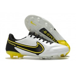 Bota Nike Tiempo Legend IX Elite FG Blanco Gris Humo Oscuro Negro Amarillo