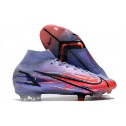 Nike Mercurial Superfly VIII Elite DF FG Mbappe Lila Claro Plateado Metalizado