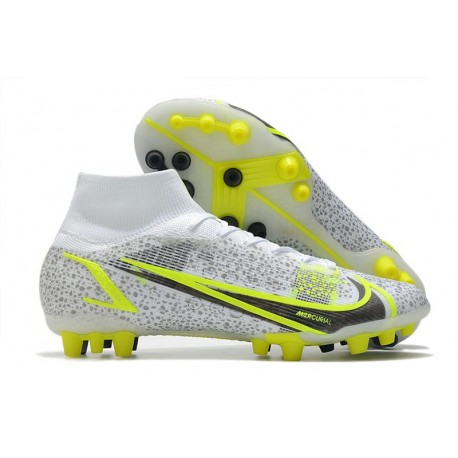 Nike Mercurial Superfly 8 Elite AG-Pro Blanco Negro Metálico Plateado